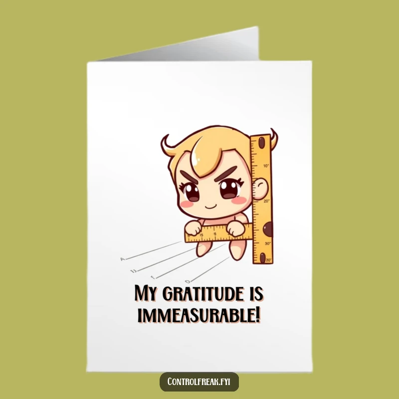 Free Printable Thank You Card: Ruler Character, Funny Appreciation, Precise Gratitude Downloadable