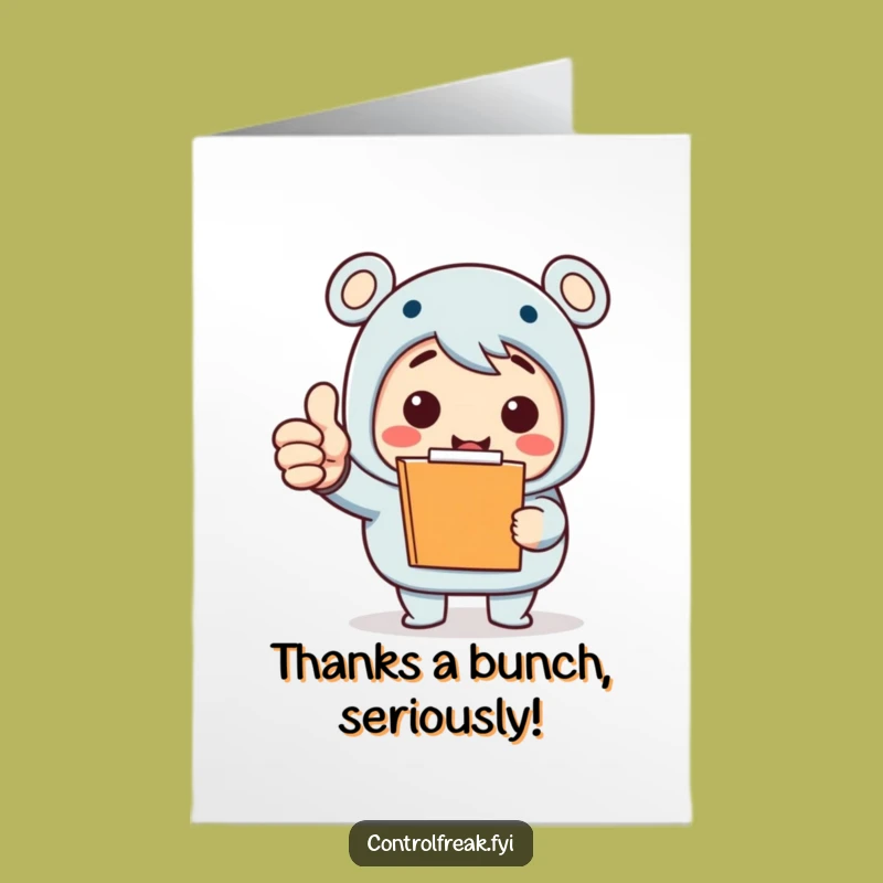 Free Printable Thank You Card: Funny Clipboard Character, Over-the-Top Gratitude, Downloadable Appreciation