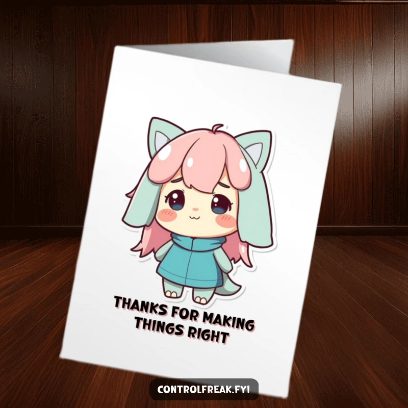 Funny Free Printable Thank You Card showing a character with a contented, satisfied nod, appreciating fine order.