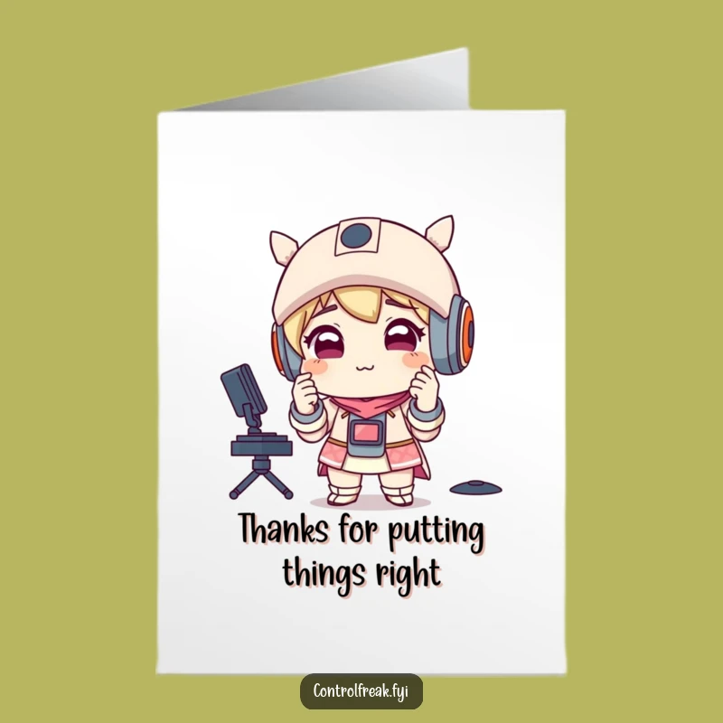 Free Printable Thank You Card: Neat Freak Character, Organized Downloadable Art