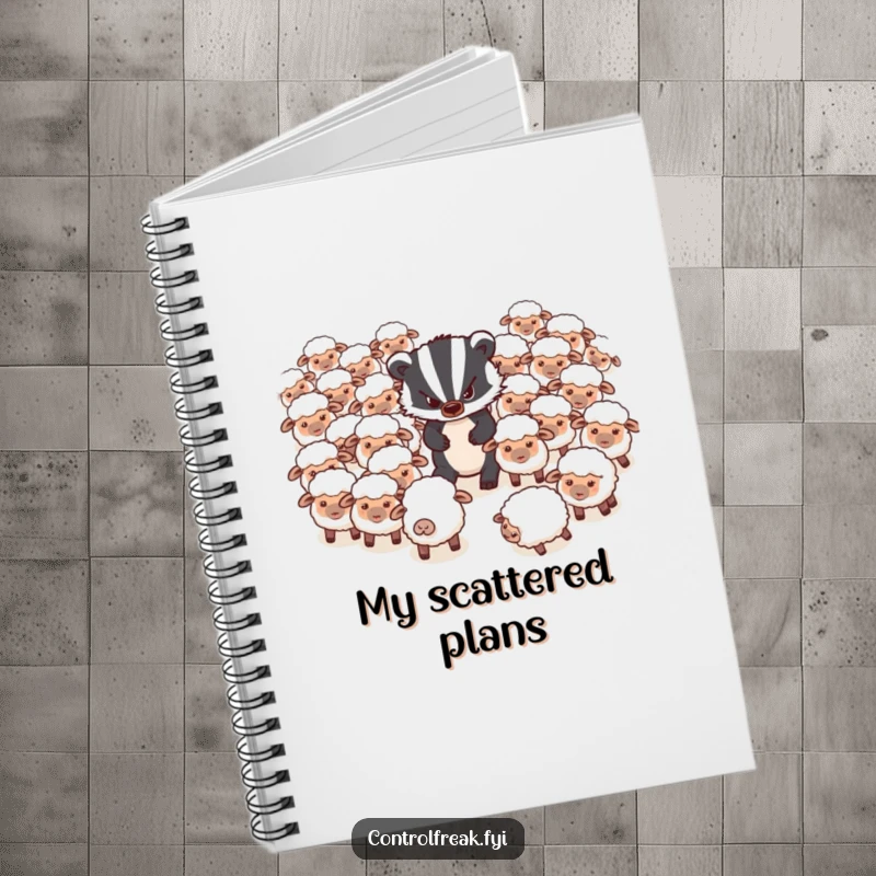Funny Notebook: A grumpy badger is hilariously trying to herd a flock of very disorganized, scattered sheep, inspiring notes.