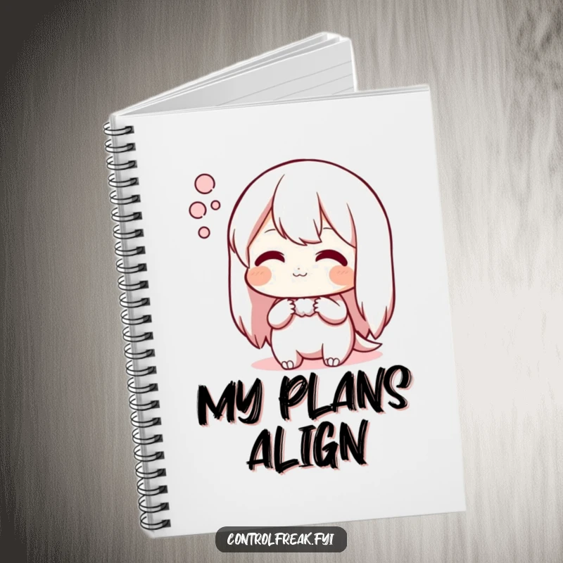 Funny notebook with a character admiring an arrangement, inspiring organized planning, perfect for meticulous minds.