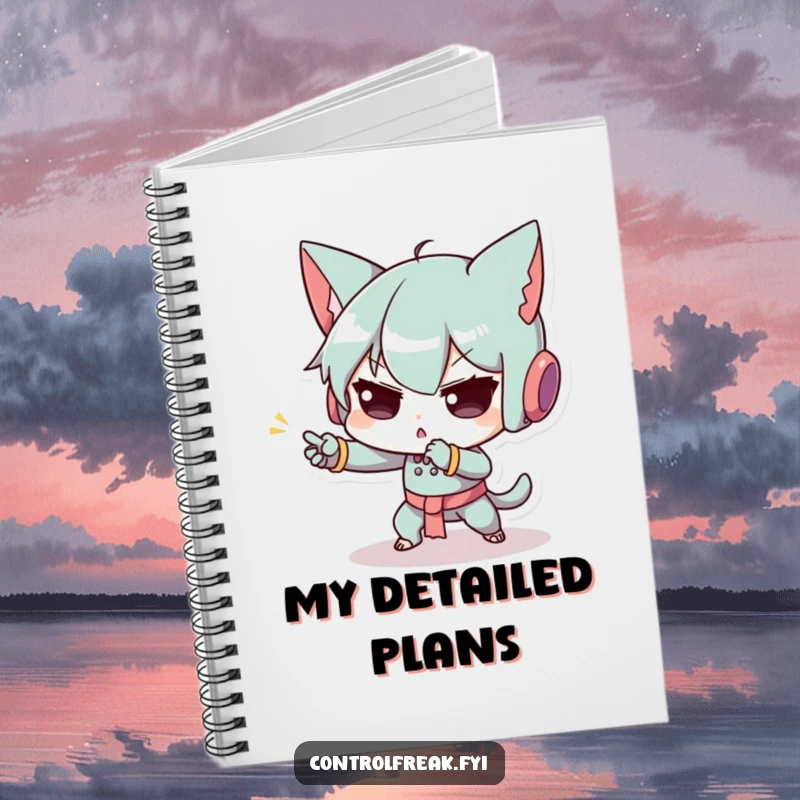 Funny notebook with a character exhibiting exaggerated concentration on a tiny, precise movement, ideal for capturing detailed notes with a humorous touch.