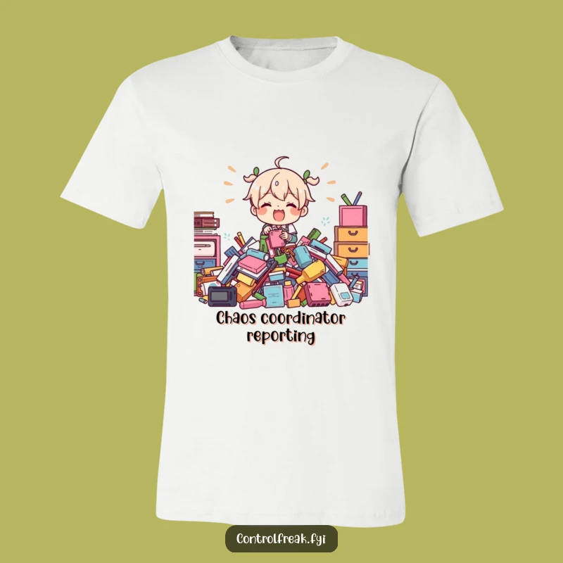 Funny T-Shirt: Chaotic Organizer Character - Hilarious Tee for the Master of Mess