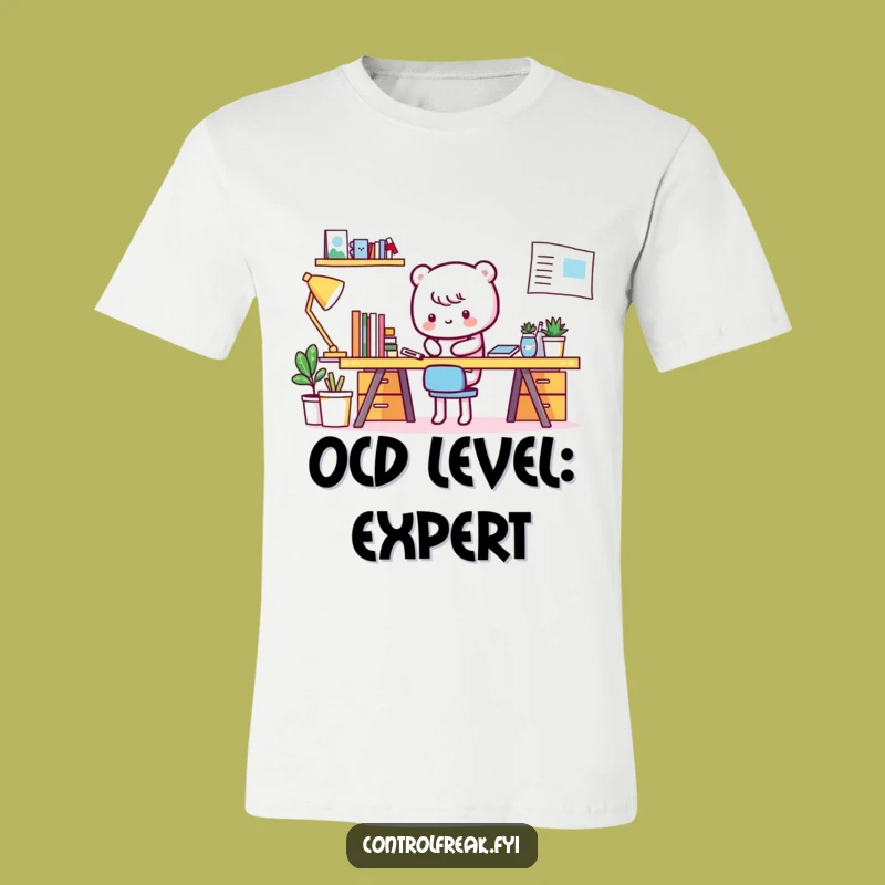 Funny Kawaii Tidying Desk T-Shirt: Organized Chaos Humor Gift