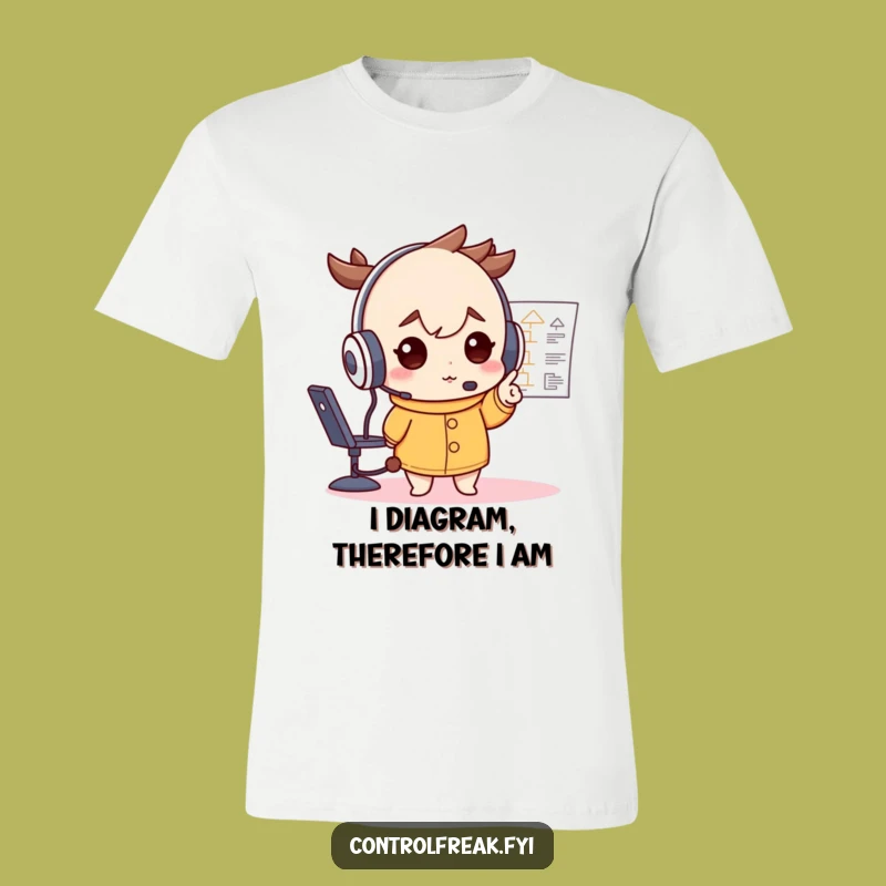 Funny Headset Flowchart Tee: Determined Planner Shirt, Motivational Gift