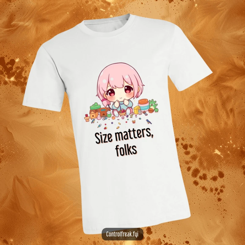 Funny T-Shirt with a character meticulously sorting tiny items by size, demonstrating a keen eye for minute differences.