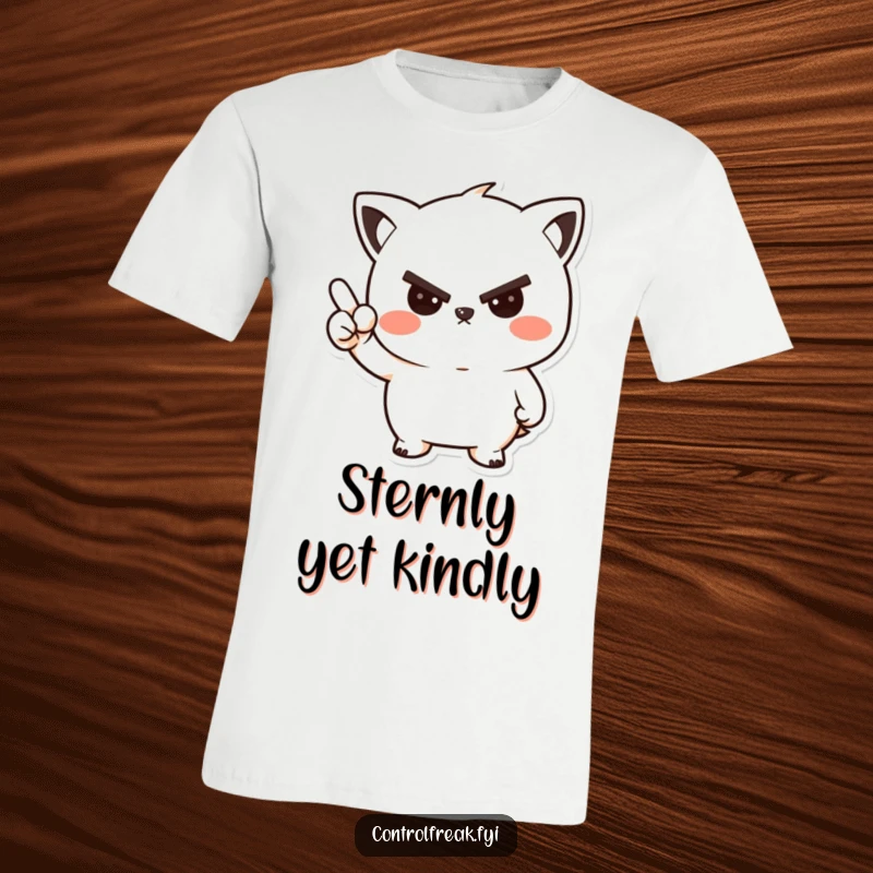 Funny graphic tee with a kawaii character giving a stern yet friendly nod, embodying approval and quiet amusement.