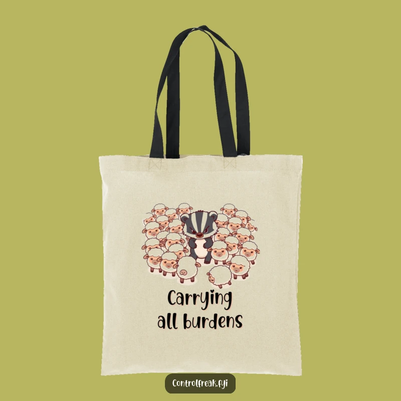 Funny Badger Sheep Tote Bag: Carry Your Chaos with a Grumpy Herder