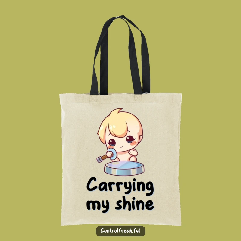 Funny Kawaii Polisher Tote Bag: Meticulous Shine Carrier, Gleaming Essentials, Handy Gift