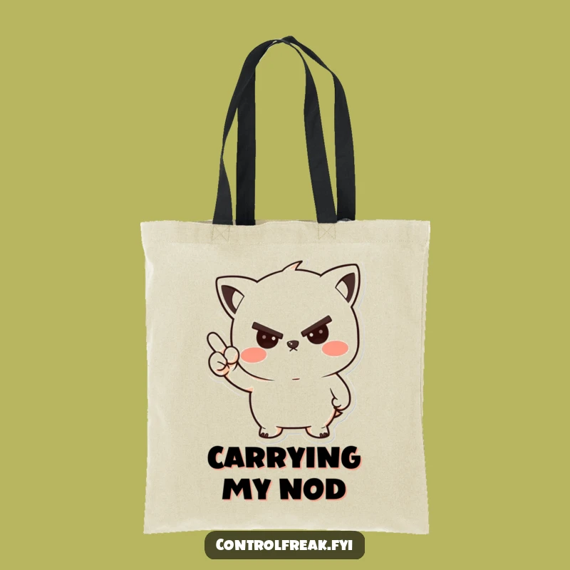Funny Kawaii Nod Tote Bag: Carry Your Essentials with Stern, Friendly Flair