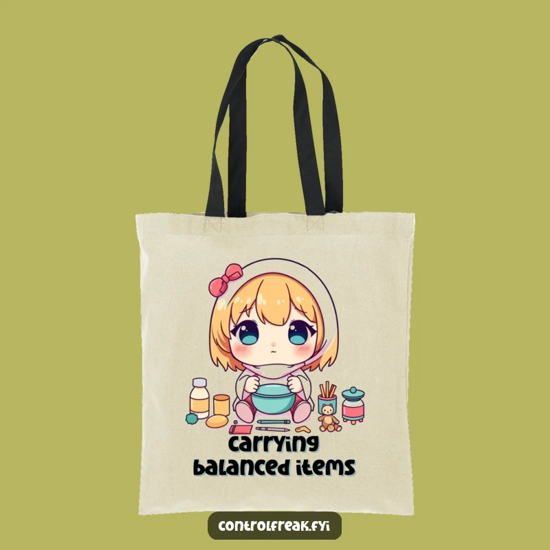 Funny Kawaii Symmetry Tote Bag: Carry Balance & Order with Style!