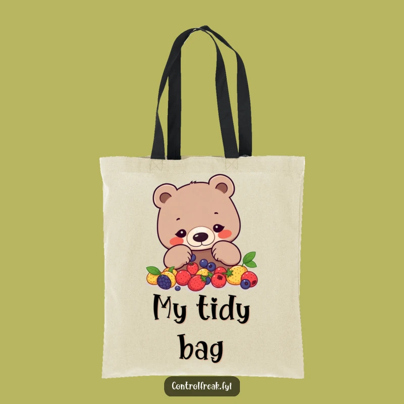 Funny Bear Tote Bag: Carry Your Essentials with Geometric Berry Arrangement Design